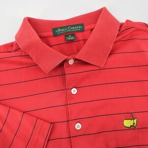 Amen Corner Masters Augusta National Pima Cotton Red Striped Golf Polo Shirt M‎